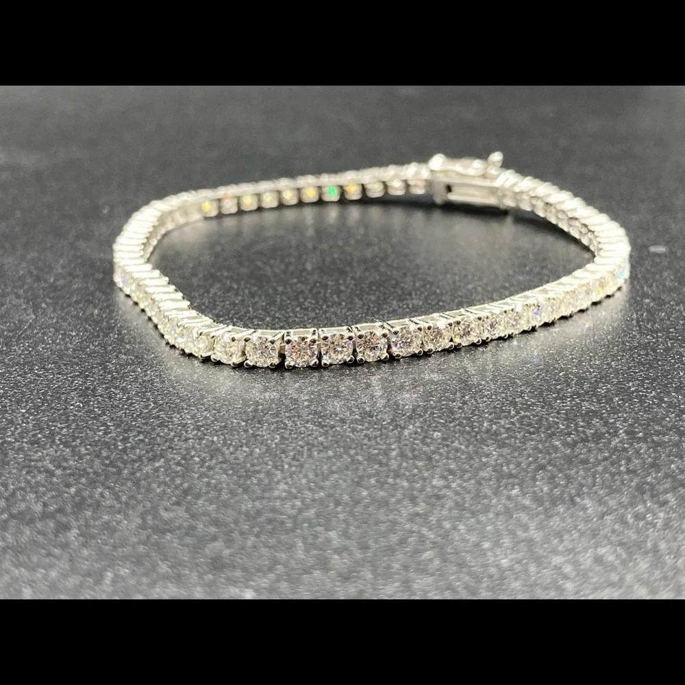 925 Silver Moissanite Tennis Chain Necklace Bracelet Set - Picture 8 of 10